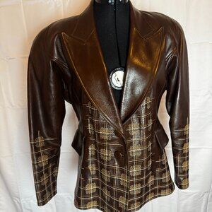 Vintage Rare Jean Claude Jitrois Stunning Embroidered Brown Leather Jacket - Sz4
